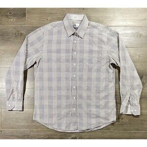 Bugatchi Shirt Mens 2XL Tan Black Shaped Fit Exclusive Long Sleeve Button Up